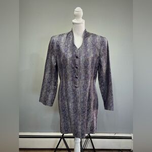CLEARANCE! Purple Club France Snakeskin Long Dressy Jacket Size 8 EUC